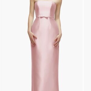 Alfred Sung Dress 4 Ballet Pink Satin Twill Bridesmaid Prom Maxi Strapless